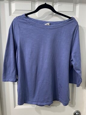 Pact Women's Boatneck 3/4 Sleeve Top - Periwinkle Blue